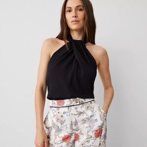 NWT Ann Taylor Twist Front Halter Tank Black XXSP